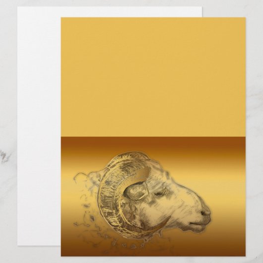 Golden Ram Year Chinese Zodiac Aries Letterhead (Front/Back)