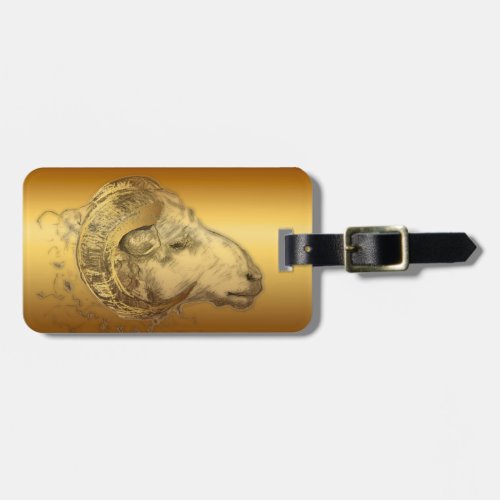 Golden Ram Year Chinese Zodiac Aries Luggage Tag