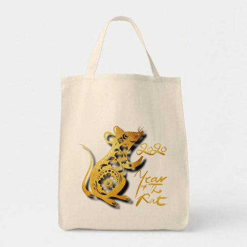 Golden Rat Papercut Chinese New Year 2020 GTB Tote Bag