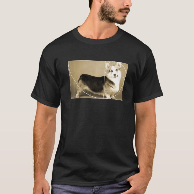 Golden Ratio Corgi Fibonacci Spiral Math T-Shirt (Front)