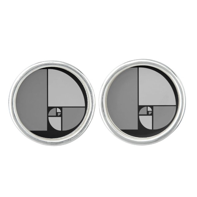 Golden Ratio, Fibonacci Spiral Art Cufflinks (Front)
