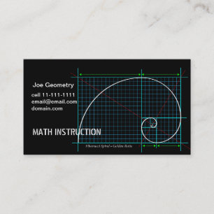 Golden Ratio, Fibonacci Spiral, Color Drawing Business Card