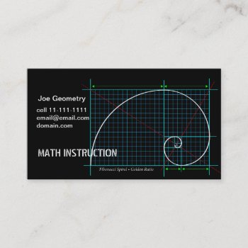 Golden Ratio  Fibonacci Spiral  Color Drawing Business Card by Ars_Brevis at Zazzle