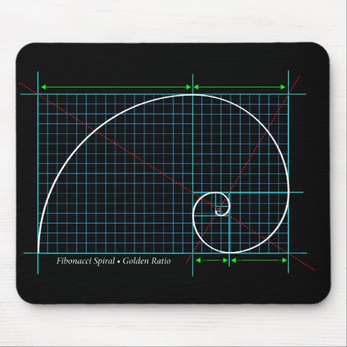 Golden Ratio Fibonacci Spiral Color Drawing Mouse Pad