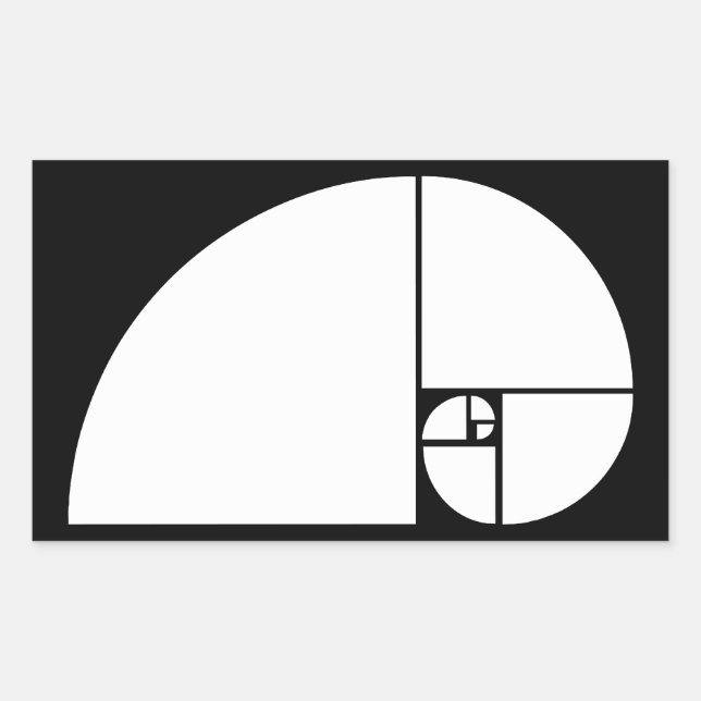 Golden Ratio, Fibonacci Spiral Rectangular Sticker (Front)