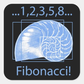 Golden Ratio  Fibonacci Spiral Square Sticker by Ars_Brevis at Zazzle