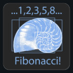 Golden Ratio, Fibonacci Spiral Square Sticker<br><div class="desc">Golden Ratio,  Fibonacci Spiral Art. Fascinating artists and scientists for centuries.</div>