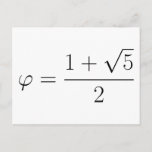 Golden ratio postcard<br><div class="desc">The Golden Ratio, represented by the Greek letter φ (phi) is a one of the great mysterious of the math and the Universe. Along with e (Euler's number) and π (pi), φ continues to show up all around us; in seashells, plants, music - and everywhere else! Very few things express...</div>
