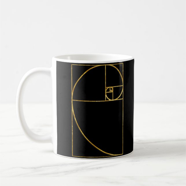 Golden Ratio Sacred Fibonacci Spiral Coffee Mug (Left)