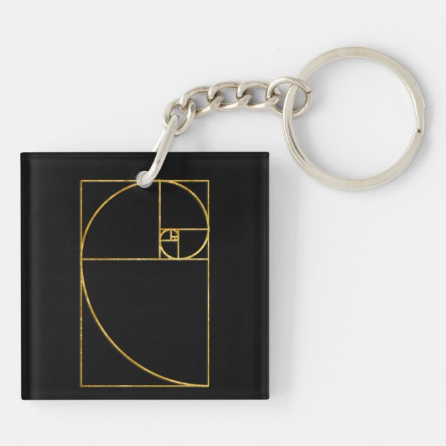 Golden Ratio Sacred Fibonacci Spiral Keychain (Back)