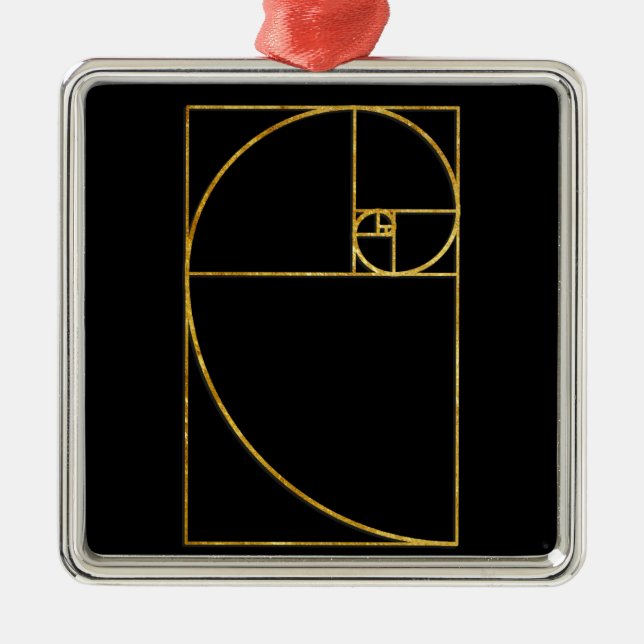 Golden Ratio Sacred Fibonacci Spiral Metal Ornament (Front)