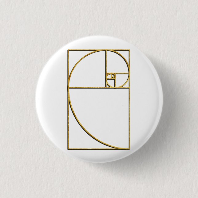 Golden Ratio Sacred Fibonacci Spiral Pinback Button (Front)