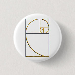 Golden Ratio Sacred Fibonacci Spiral Pinback Button