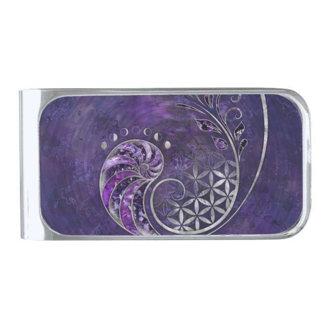 Golden Ratio - Sacred Geometry Ornament Silver Finish Money Clip (Front)