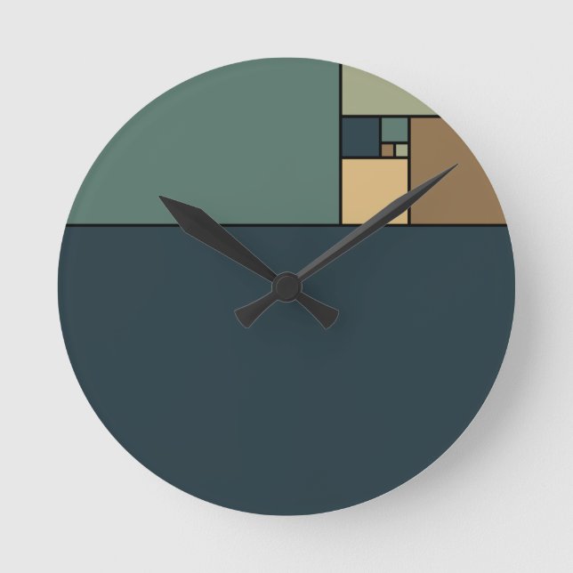 Golden Ratio Squares (Neutrals) Round Clock (Front)