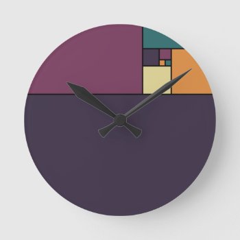 Golden Ratio Squares Round Clock by ThinxShop at Zazzle