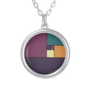 Golden Ratio Squares Silver Plated Necklace by ThinxShop at Zazzle