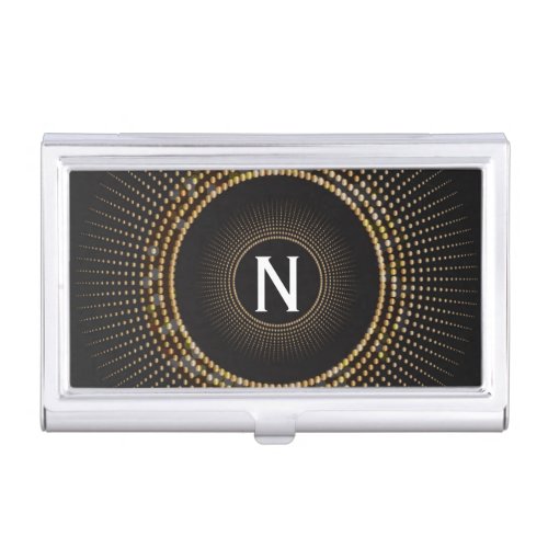 Golden Rays Chic Initial Business Card Holder