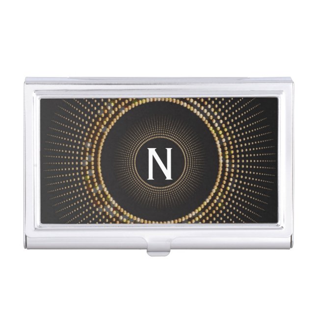 Golden Rays Chic Initial Business Card Holder (Front)