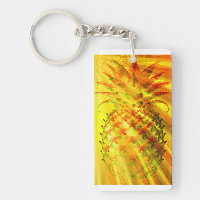 Golden Rays Passing Through A Large Pineapple Keychain (Front)