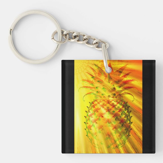 Golden Rays Passing Through A Large Pineapple Keychain (Front)
