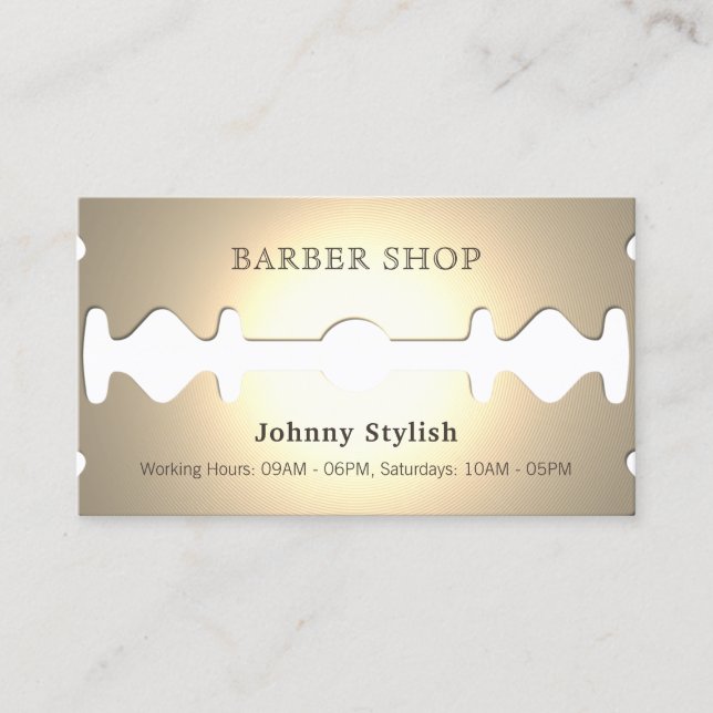 Golden razor funny faux look business card (Front)