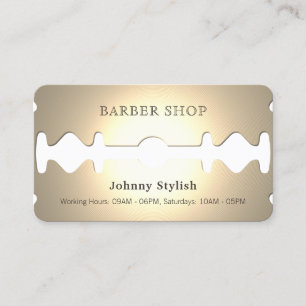 Golden razor funny faux look business card