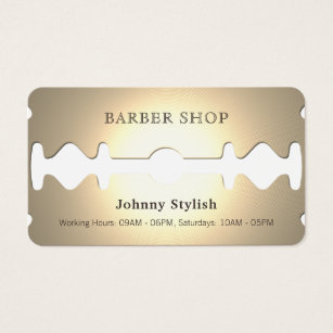 Funny Hairdresser Gifts On Zazzle Golden Razor Funny Faux Look Business Card