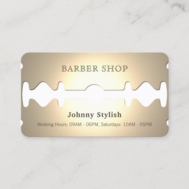 Golden razor funny faux look business card (Front)