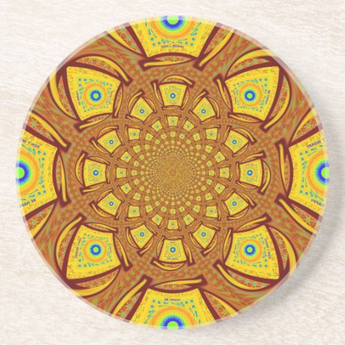 Golden Red African Asian traditional colors Drink Coaster