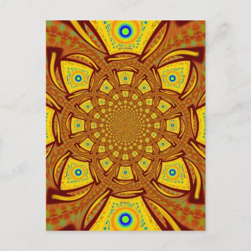 Golden Red African Asian traditional colors Postcard