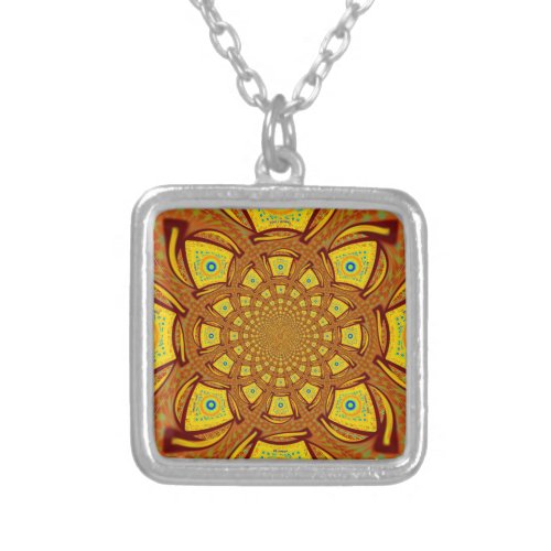 Golden Red African Asian traditional colors Silver Plated Necklace