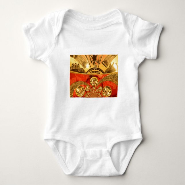 Golden red African traditional art Baby Bodysuit (Front)