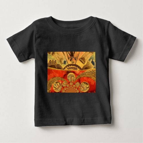 Golden red African traditional art Baby T_Shirt