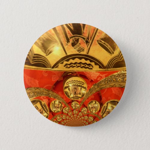 Golden red African traditional art Button