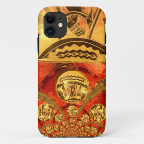 Golden red African traditional art iPhone 11 Case