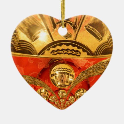 Golden red African traditional art Ceramic Ornament