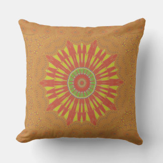Golden red African traditional art pillow