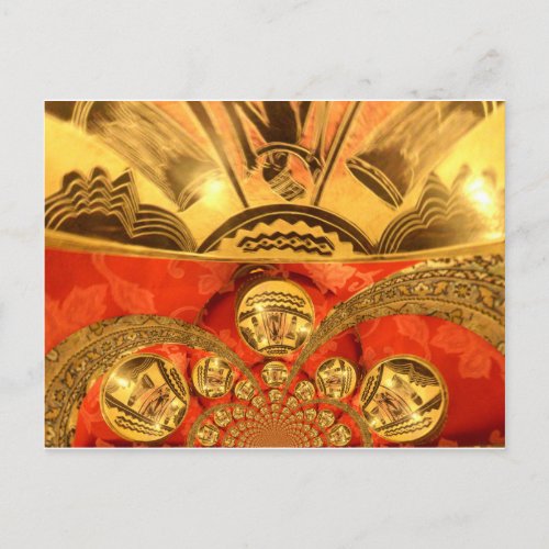 Golden red African traditional art Postcard