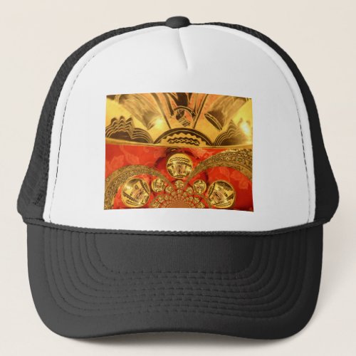 Golden red African traditional art Trucker Hat