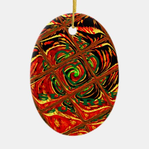 Golden red African Traditional Colorpng Ceramic Ornament