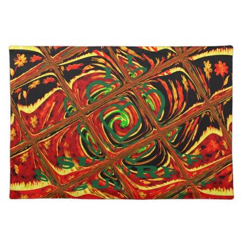 Golden red African Traditional Colorpng Cloth Placemat