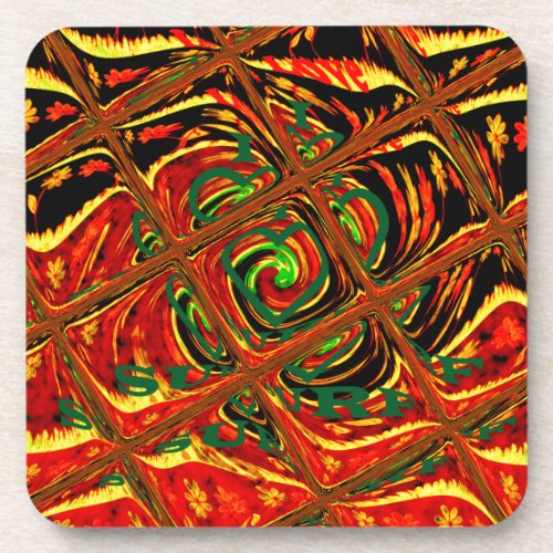 Golden red African Traditional Colorpng Coaster