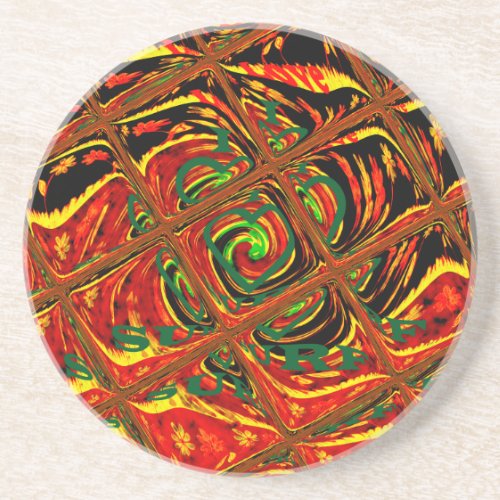 Golden red African Traditional Colorpng Drink Coaster