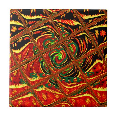 Golden red African Traditional Colorpng Tile