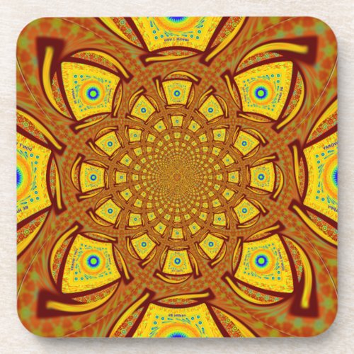 Golden Red African traditional colors Beverage Coaster