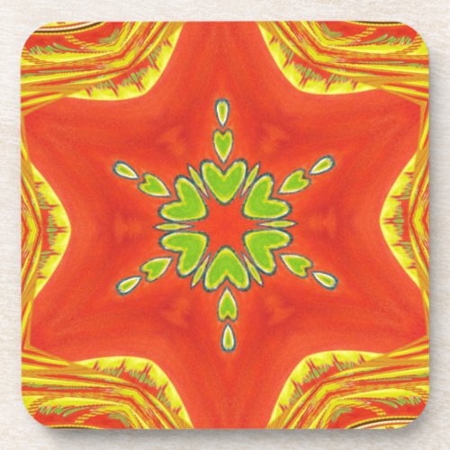 Golden red African Traditional colors Beverage Coaster