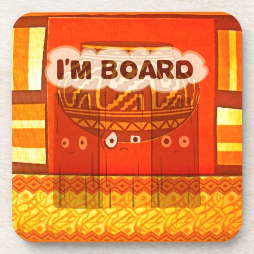 Golden Red African Traditional Colors Funny Am bor Beverage Coaster
