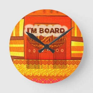 Golden Red African Traditional Colors Print Round Clock