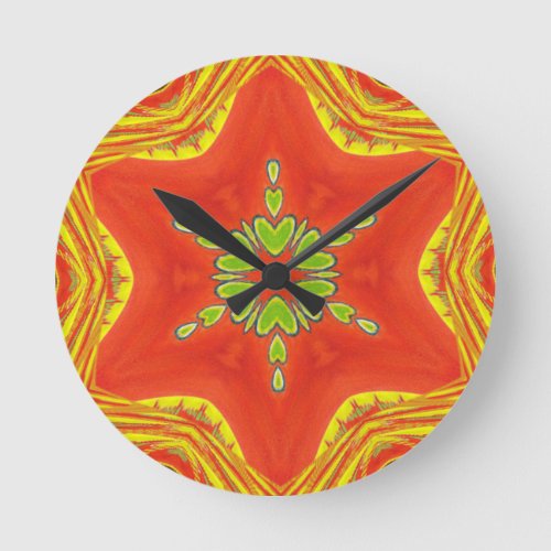 Golden red African Traditional colors Round Clock